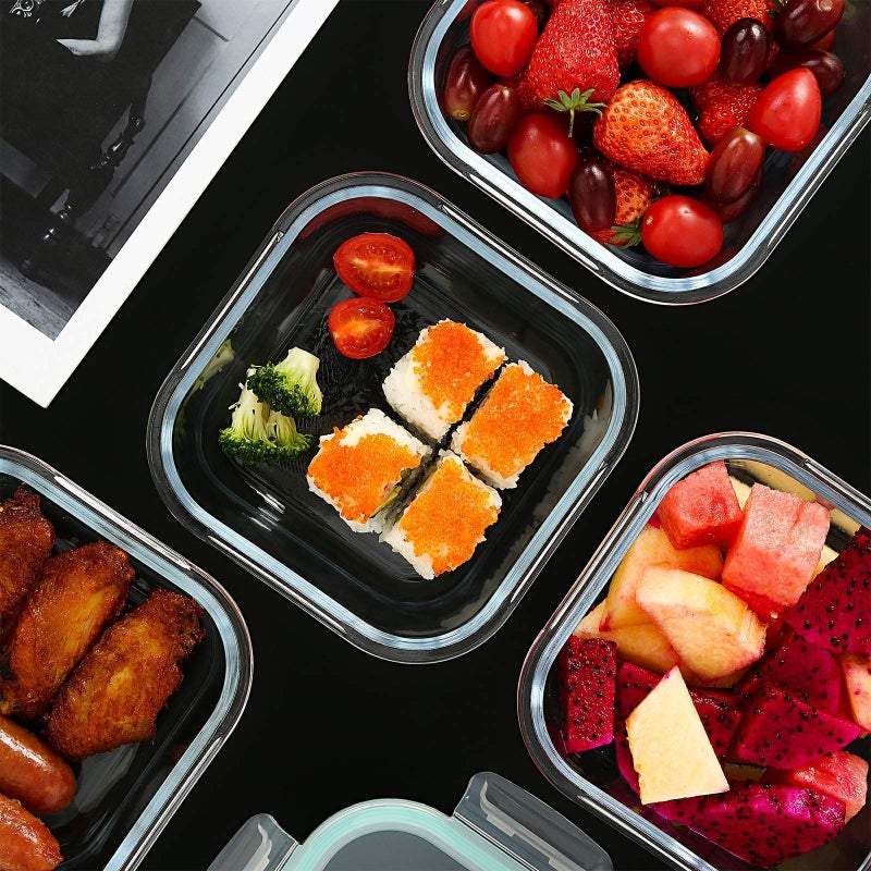 YEBODA Glass Food Storage Containers with Airtight Snap Locking Lids BPA Free Meal Prep Container Set For Home Kitchen Restaurant - Freezer, Microwave, Oven, Dishwasher Safe [28oz, 4 Pack] - Image 2